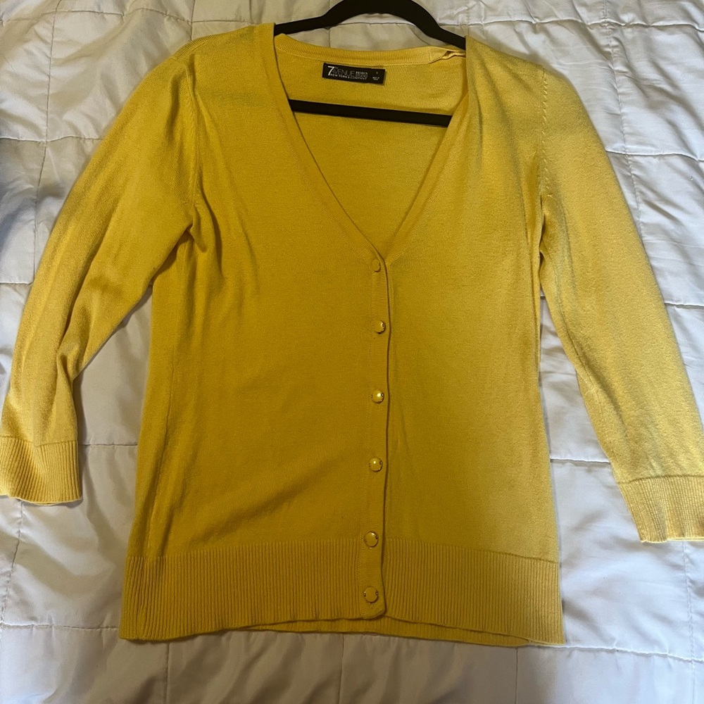 Avenue Bright Yellow V-Neck Cardigan
